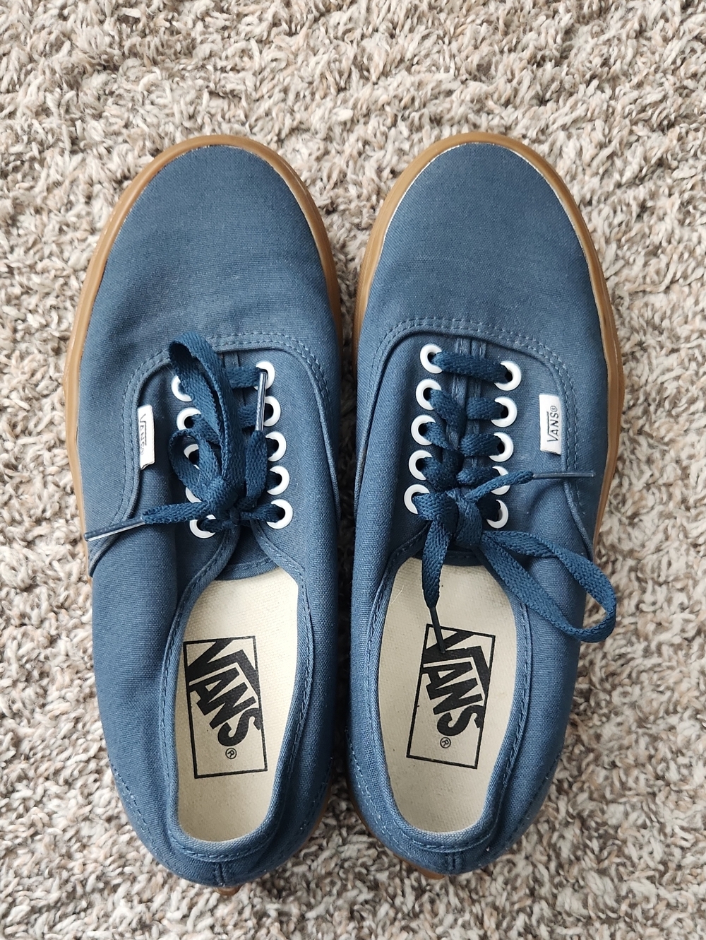 Vans Women's Canvas Low-Top Sneakers in Navy with Gum Sole